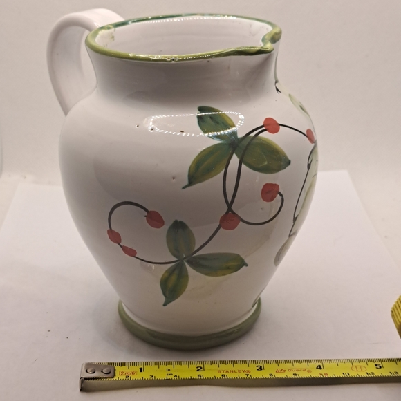 Vintage pitcher Italian pottery fruit jug made in Italy hand painted redware pot - Picture 2 of 6